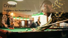  Presentation with billiard - PPT theme having two male billiard players background and a coral colored foreground