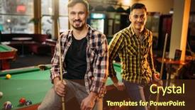  Presentation with billiard - Audience pleasing slides consisting of two male billiard players backdrop and a tawny brown colored foreground