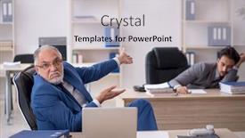  Presentation with office - Presentation theme enhanced with two-male-colleagues-working background and a light gray colored foreground