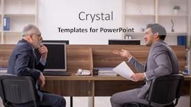  Presentation with working - PPT layouts with two-male-colleagues-working background and a white colored foreground