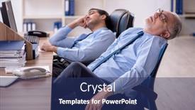  Presentation with office - Presentation design featuring two-male-colleagues-working background and a ocean colored foreground