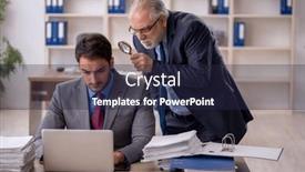  Presentation with working - Slides having two-male-colleagues-working background and a wine colored foreground