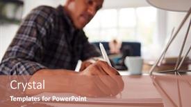  Presentation with college students - Beautiful PPT layouts featuring two male college students in shared house bedroom studying together backdrop and a coral colored foreground