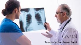  Presentation with clinic - Presentation theme with two-male-doctors-working background and a light blue colored foreground