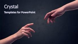  Presentation with god - Beautiful theme featuring two male hands reaching backdrop and a wine colored foreground