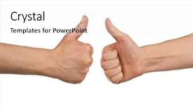  Presentation with peace education two smiley hands - PPT theme having two male hands showing thumbs background and a white colored foreground