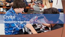  Presentation with robotic vehicle - Cool new slide set with two male pupils building robotic backdrop and a ocean colored foreground