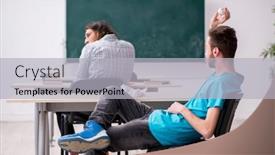  Presentation with bullying - Theme consisting of two-male-pupils-in-bullying background and a light gray colored foreground