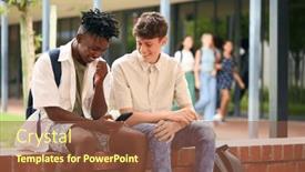  Presentation with high school students - Slides consisting of two-male-secondary-or-high background and a tawny brown colored foreground