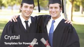  Presentation with ceremony - Colorful slide set enhanced with male students attending graduation ceremony backdrop and a dark gray colored foreground