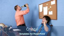  Presentation with job - Slides featuring two-male-workers-drinking background and a ocean colored foreground