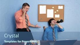  Presentation with job - Presentation consisting of two-male-workers-drinking background and a ocean colored foreground