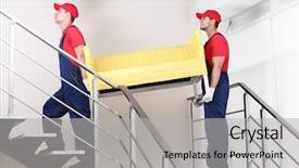  Presentation with overseas workers - Slides having two male workers with yellow background and a  colored foreground