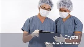  Presentation with nurses notes - Slides with two males nurses in scrubs background and a  colored foreground