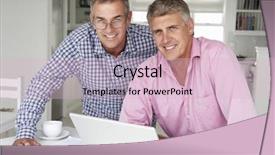  Presentation with laptop - Audience pleasing PPT theme consisting of two man - mid age men working backdrop and a lemonade colored foreground