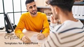  Presentation with office workers - Presentation theme consisting of two-man-ecommerce-business-workers and a  colored foreground