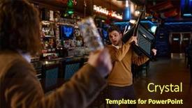  Presentation with hooligan - Presentation theme having two-man-hooligan-football-fans background and a wine colored foreground