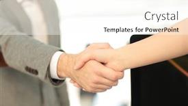  Presentation with managers - Slide deck enhanced with two managers making agreement background and a cream colored foreground