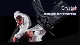  Presentation with fighters - Cool new slide deck with two martial arts fighters isolated backdrop and a wine colored foreground