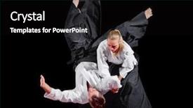  Presentation with fighters - Amazing slide set having two martial arts fighters isolated backdrop and a black colored foreground
