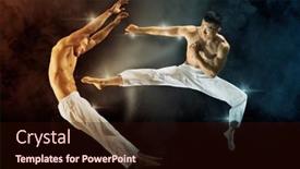  Presentation with martial arts - Presentation theme enhanced with two-martial-arts-masters-karate background and a wine colored foreground
