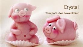  Presentation with pigs - PPT theme enhanced with two marzipan pigs on white background and a cream colored foreground