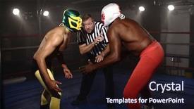  Presentation with mask - Beautiful PPT theme featuring two masked wrestlers prepare backdrop and a wine colored foreground