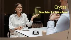  Presentation with formal - Presentation design featuring two-mature-business-partners background and a  colored foreground