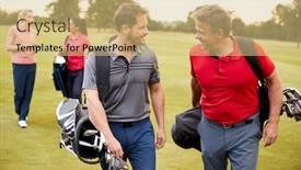  Presentation with golf - Slide deck consisting of two-mature-couples-playing-round background and a yellow colored foreground