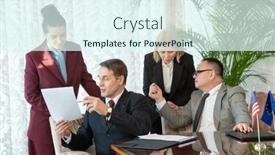  Presentation with european union - Audience pleasing presentation design consisting of two-mature-delegates-of-united backdrop and a sky blue colored foreground