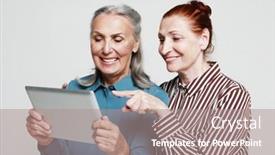  Presentation with old album - Presentation enhanced with two-mature-female-friends-looking background and a  colored foreground