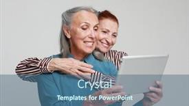  Presentation with old album - Slides having two-mature-female-friends-looking background and a ocean colored foreground