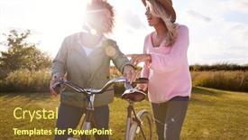  Presentation with walking - Beautiful presentation theme featuring path with bike through yurt backdrop and a tawny brown colored foreground