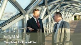  Presentation with partnership - Presentation featuring two-mature-foreign-male-delegates background and a gray colored foreground