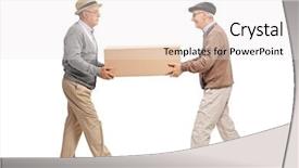  Presentation with cardboard - Slide deck consisting of carry - full length profile shot background and a sky blue colored foreground