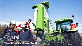  Presentation with mechanics - Audience pleasing presentation consisting of two-mechanics-farmers-with-tractors backdrop and a tawny brown colored foreground