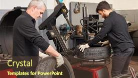  Presentation with auto repair - Beautiful slides featuring two-mechatronics-technicians backdrop and a tawny brown colored foreground