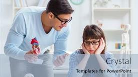  Presentation with medical students - PPT theme enhanced with two-medical-students-studying background and a light blue colored foreground