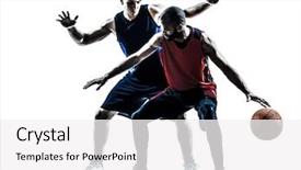  Presentation with basketball players - Audience pleasing presentation consisting of two men basketball players competition backdrop and a white colored foreground