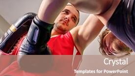  Presentation with fight two boxer boxing - Presentation theme with two men boxer wearing gloves background and a coral colored foreground
