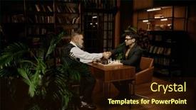  Presentation with chess - Theme enhanced with two-men-chess-player-shaking background and a wine colored foreground
