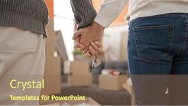  Presentation with keys - Presentation design featuring two-men-couple-holding-keys background and a violet colored foreground