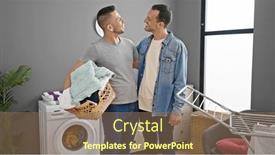  Presentation with laundry room - Presentation theme with two-men-couple-smiling-confident background and a coral colored foreground