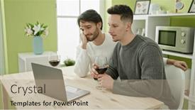  Presentation with drinking glass - Presentation theme consisting of two-men-couple-watching-movie background and a mint green colored foreground