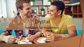  Presentation with two men climbing - Theme enhanced with two men eating and looking background and a  colored foreground