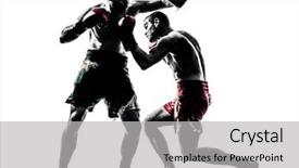  Presentation with thai boxing - Slide deck consisting of two men exercising thai boxing background and a light gray colored foreground