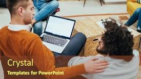  Presentation with fun work - Theme with two-men-having-fun background and a tawny brown colored foreground