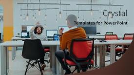  Presentation with fun work - PPT theme having two-men-having-fun background and a  colored foreground