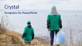  Presentation with walking - Colorful PPT layouts enhanced with two men in greenpeace uniform backdrop and a sky blue colored foreground