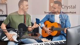  Presentation with classical music - Theme enhanced with two-men-musicians-playing-classical background and a coral colored foreground